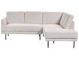 Left Hand 4 Seater Fabric Corner Sofa Beige BREDA