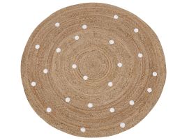 Round Jute Area Rug 140cm Beige