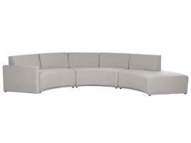 6 Seater Curved Linen Sofa Grey BOLEN
