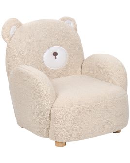 Kids Armchair Bear Faux Fur Beige BOO