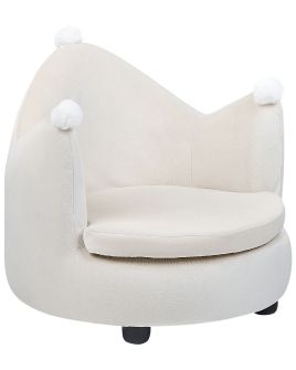 Kids Velvet Armchair Crown Beige VEGA