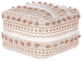 Cotton Pouffe 50 x 50 x 35 cm Beige KARAW