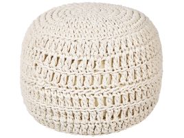Cotton Pouffe ø 40 cm Beige ARPATU