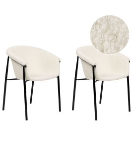 Set of 2 Boucle Dining Chairs Off-White AMES