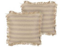 Set of 2 Jute Cushions 45x45cm Beige