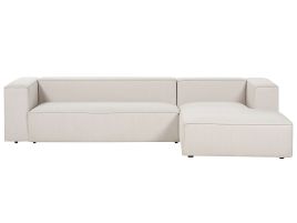 Left Hand 3 Seater Corner Sofa Beige VERNON
