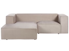 Right Hand Velvet 2 Seater Corner Sofa Taupe Beige VERNON