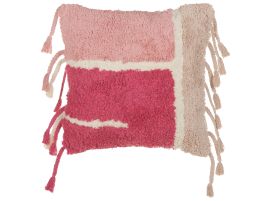 Tufted Cotton Cushion with Tassels 45x45cm Pink