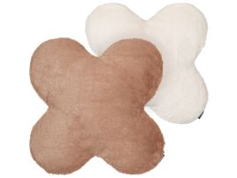 Set of 2 Cushions 54x54cm Beige and Light Brown