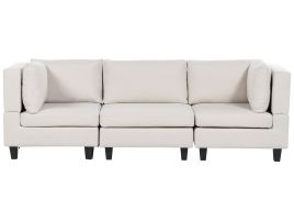 3-Seater Modular Fabric Sofa Light Beige UNSTAD