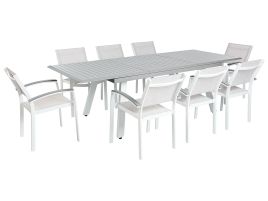 8 Seater Metal Garden Dining Set Grey PERETA