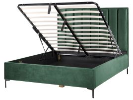 Velvet EU King Size Ottoman Bed Dark Green SEZANNE