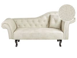 Right Hand Velvet Chaise Lounge Light Beige LATTES II