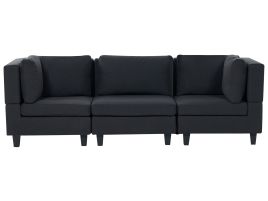 3-Seater Modular Fabric Sofa Black UNSTAD