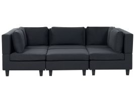5-Seater Modular Fabric Sofa with Ottoman Black UNSTAD