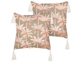 Set of 2 Cotton Cushions Palm Tree Motif 45x45cm Multicolour