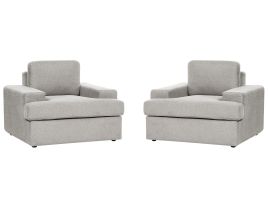 Set of 2 Fabric Armchairs Light Grey ALLA