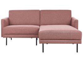Left Hand 2 Seater Fabric Corner Sofa Pink Brown BREDA