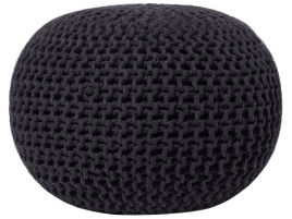 Cotton Knitted Pouffe 50 x 35 cm Black CONRAD