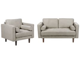 3 Seater Fabric Living Room Set Taupe NURMO