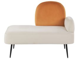 Right Hand Velvet Chaise Lounge White ARCEY