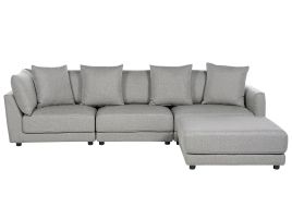 3 Seater Fabric Sofa with Ottoman Light Grey SIGTUNA