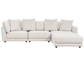 3 Seater Fabric Sofa with Ottoman Off-White SIGTUNA