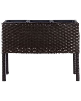 PE Rattan Raised Planter Box Brown CARAGANA