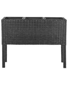 PE Rattan Raised Planter Box Black CARAGANA
