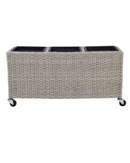 PE Rattan Wheeled Plant Pot Brown BELLIS