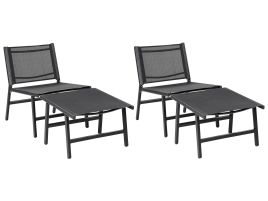 Set of 2 Garden Chairs with Footrests Black MARCEDDI