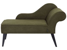 Right Hand Fabric Chaise Lounge Olive Green BIARRITZ