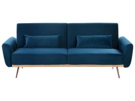 Velvet Sofa Bed Navy Blue EINA