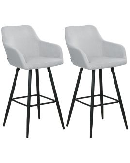 Set of 2 Velvet Bar Chairs Light Grey CASMALIA