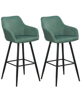 Set of 2 Velvet Bar Chairs Green CASMALIA