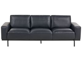 3 Seater Sofa Faux Leather Black SOVIK