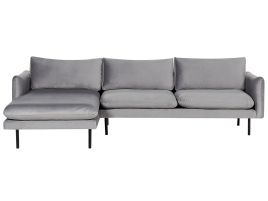 Velvet Corner Sofa Right Hand Grey VINTERBRO