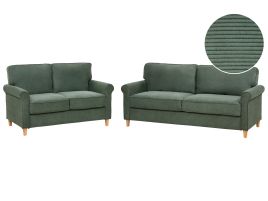 Corduroy Sofa Set Dark Green RONNEBY