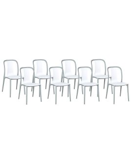 Set of 8 Garden Chairs White and Grey SPEZIA