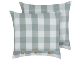 Set of 2 Cushions Checked 45x45cm Mint Green