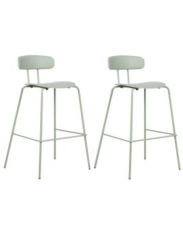 Set of 2 Bar Chairs Light Green SIBLEY