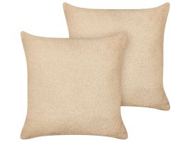 Set of 2 Boucle Cushions 45x45cm Sand Beige