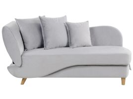 Left Hand Velvet Chaise Lounge with Storage Light Grey MERI II