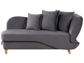 Right Hand Velvet Chaise Lounge with Storage Dark Grey MERI II