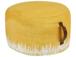 Cotton Pouffe 50 x 30 cm Yellow and White KAWAI