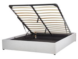 Fabric EU King Size Ottoman Bed Light Grey DINAN