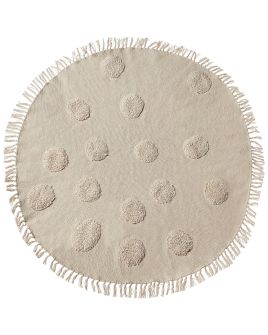 Round Cotton Area Rug 140cm Beige