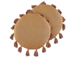 Set of 2 Cotton Cushions with Tassels 45cm Orange