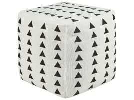 Cotton Pouffe 45 x 45 cm White and Black TARODI