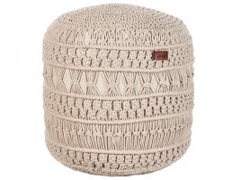 Cotton Macrame Pouffe Beige THAKOT